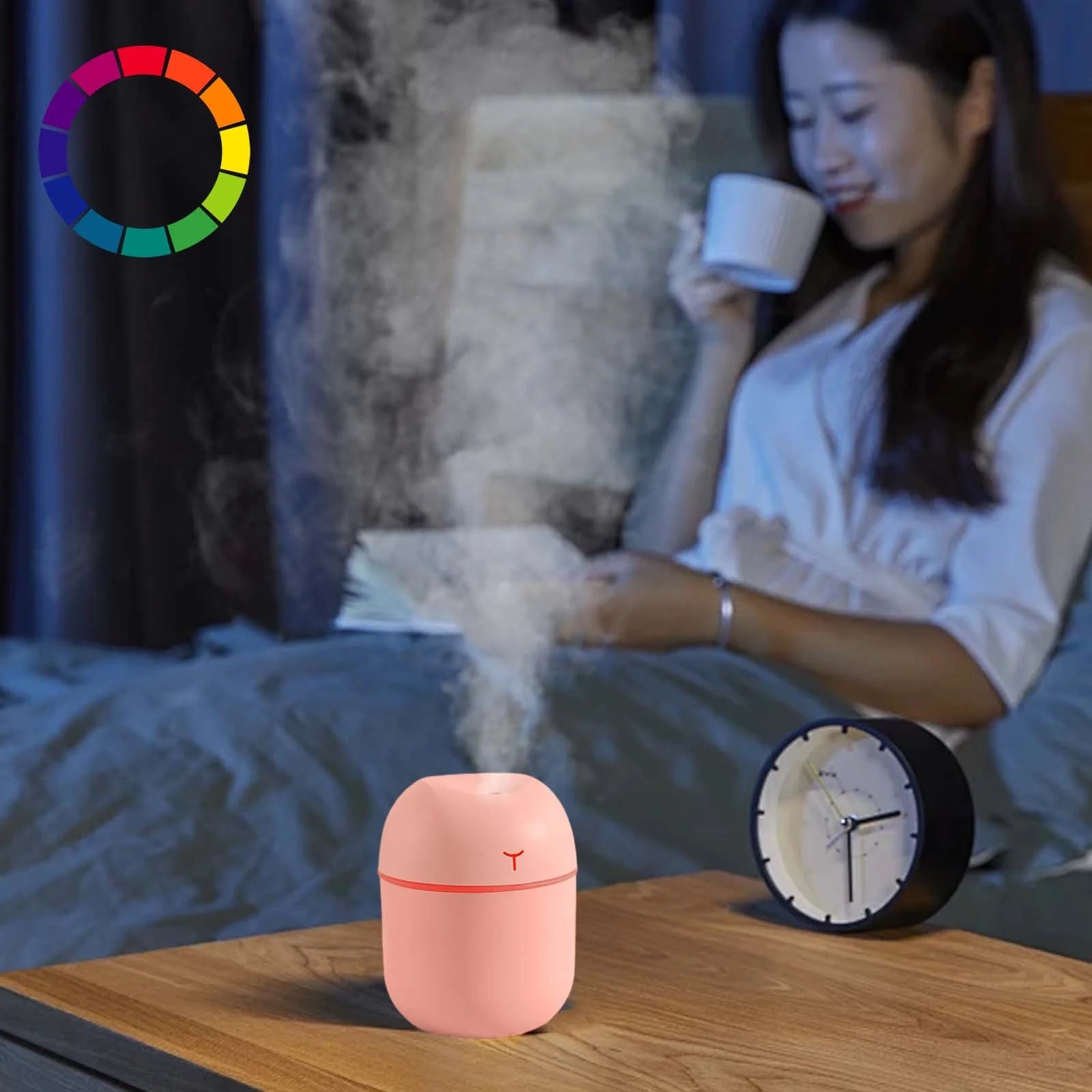 Portable Mini Humidifier 220Ml Small Cool Mist Humidifier USB Desktop Humidifier for Baby Bedroom Travel Office Home Auto Shut-Off 2 Mist Modes Super Quiet, Green