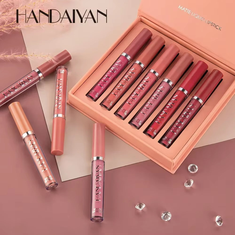 LuxeMatte™ by Handaiyan – 6-Piece Waterproof Matte Lipstick Set
