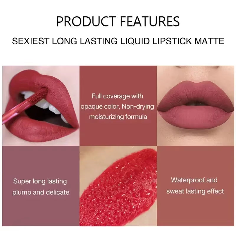 LuxeMatte™ by Handaiyan – 6-Piece Waterproof Matte Lipstick Set