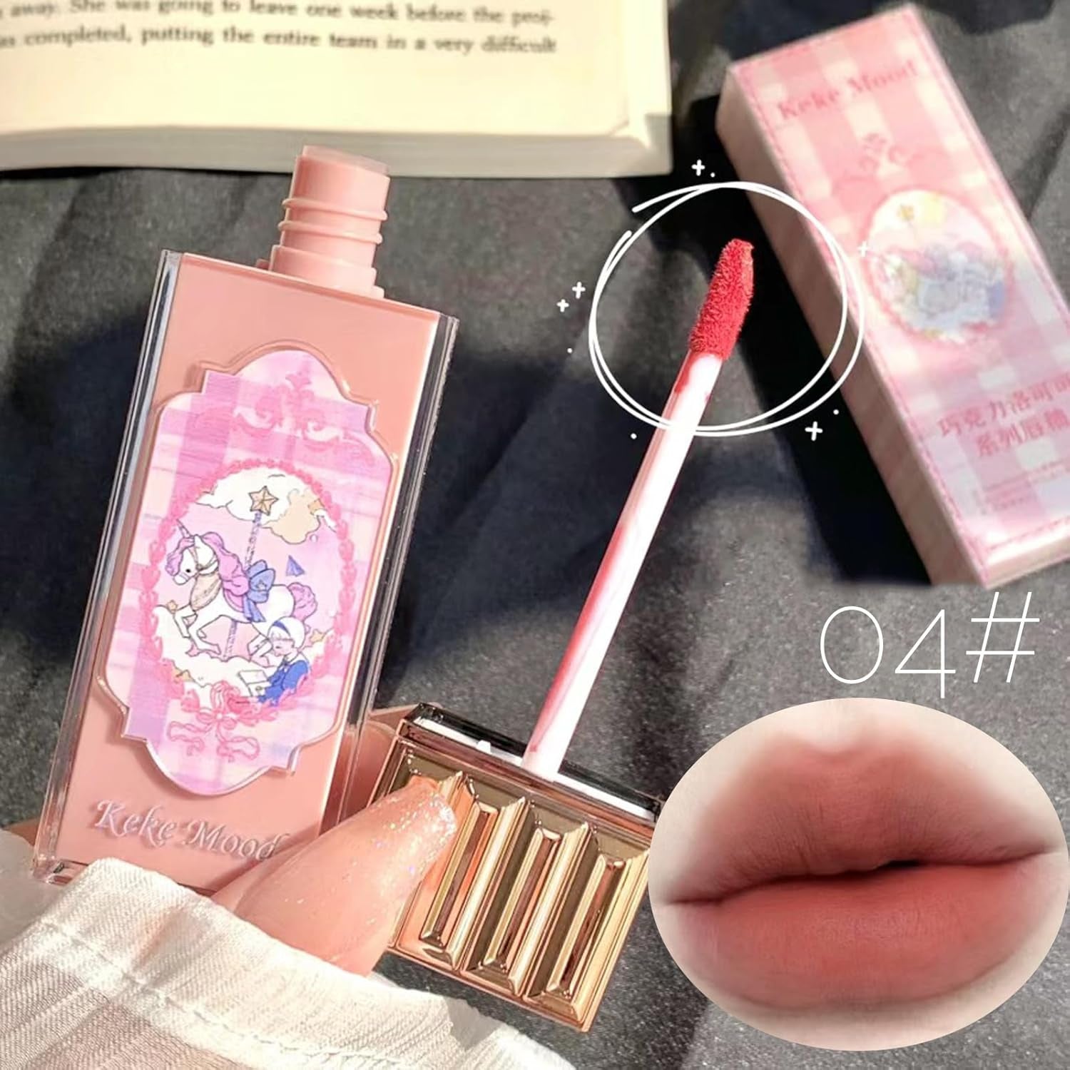 3Pcs Matte Nude Lip Gloss Set, 3 Colors Silky Velvet Lipstick with Cute Chocolate Shape Package, Non-Stick Cup Long Lasting Waterproof Lip Stain Lip Tint, Daily Professional Lip Makeup
