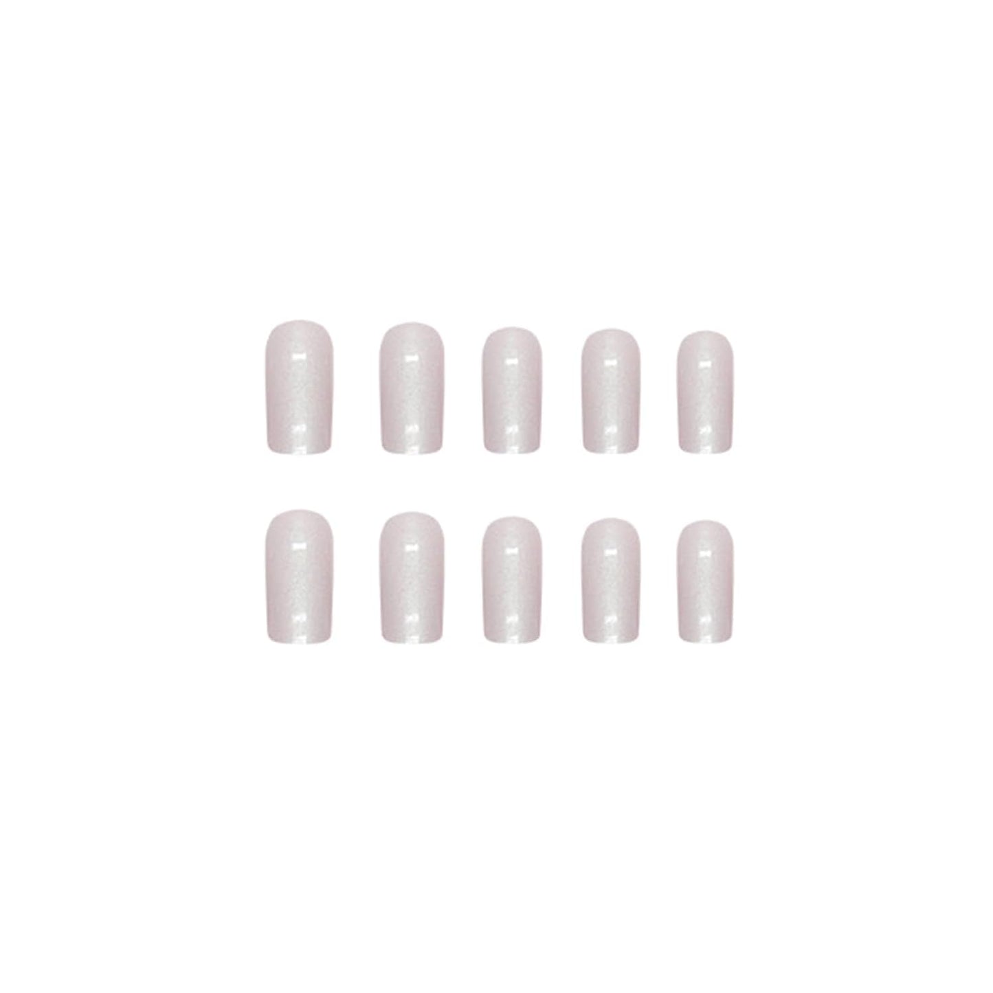 Press on Nails Medium Square Fake Nails Chrome Acrylic Nails Glossy Glue on Nails White Aurora Squoval Artificial Nails Pearl Flash Stick on False Nails with Design 24 Pcs